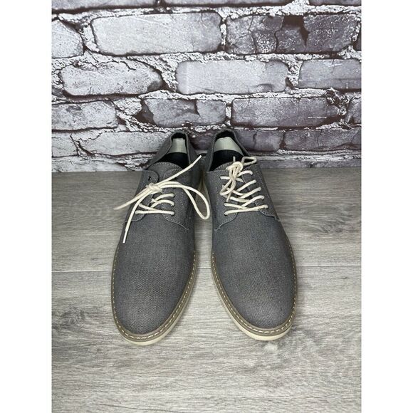 Public Opinion Gray Derby Oxfords Textured Fabric Casual Lace Up Shoes Men 9.5M - Picture 3 of 16